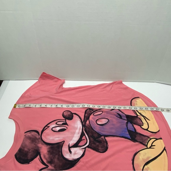 Disney Mickey Mouse Juniors XL/15-17 Chalk Print Tee Shirt Pink Short Sleeve Fun - Picture 5 of 7